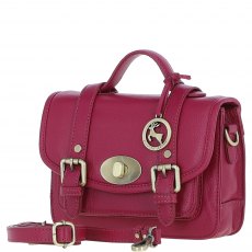 Ashwood Leather Twist Lock Medium Satchel - Raspberry Y-62
