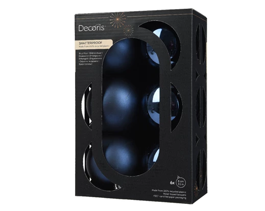 Baubles Shiny/Matt Night Blue - Pack of 6