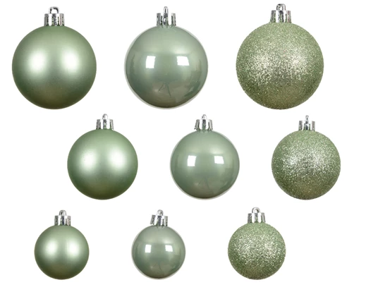 Baubles Shiny/Matt/Glitter Matcha Green - Pack of 30
