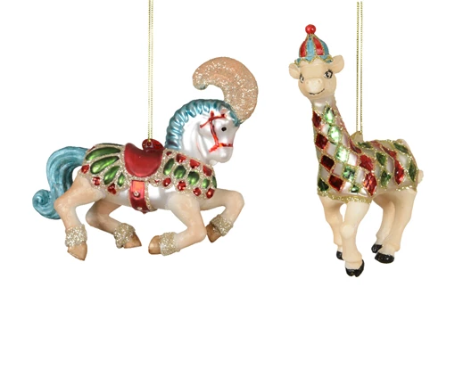 Colourful Glass Animal Christmas Decoration - Horse / Giraffe