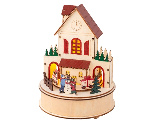 LED Christmas Clocktower Scene Plywood