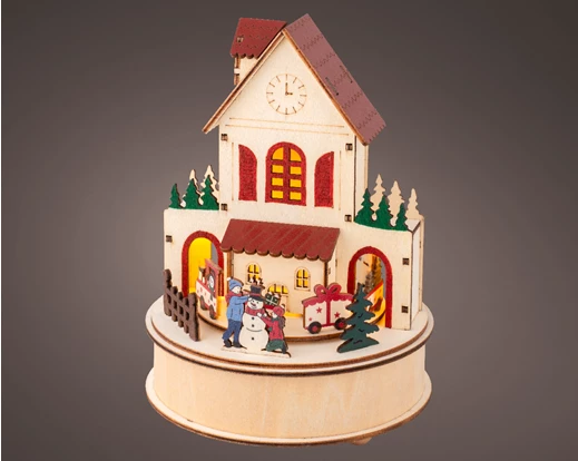 LED Christmas Clocktower Scene Plywood