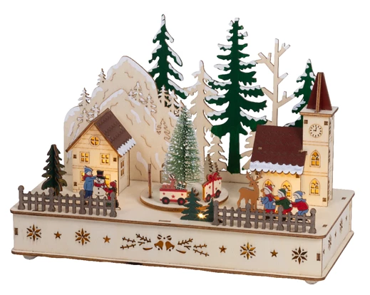 LED Christmas Village Scene Plywood