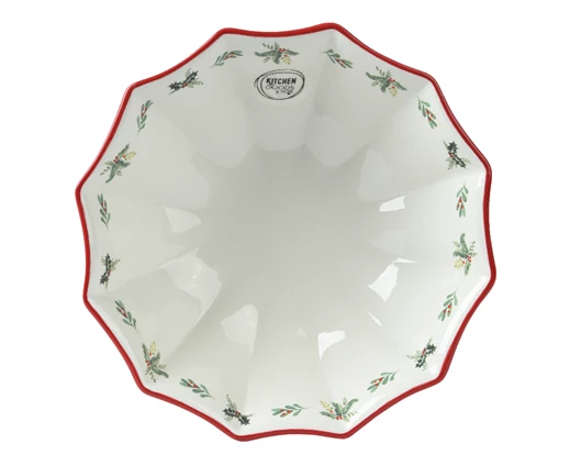 Christmas Holly & Gingerbread Dolomite Bowl