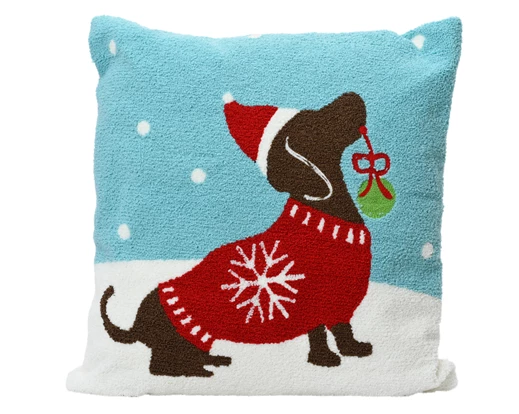 Christmas Sausage Dog Square Cushion