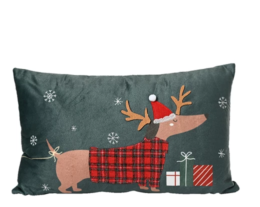 Christmas Sausage Dog Rectangular Cushion
