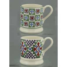Emma Bridgewater Christmas Quilt Set Of 2 1/2 Pint Mugs Boxed