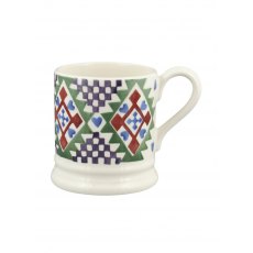 Emma Bridgewater Christmas Quilt Set Of 2 1/2 Pint Mugs Boxed