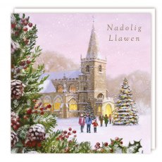 Nadolig Llawen Going To Church Christmas Cards - 5 Pack