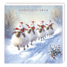Nadolig Llawen Sheep Racing Christmas Cards - 5 Pack