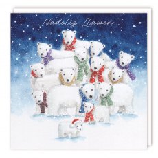 Nadolig Llawen Many Polar Bears Christmas Cards - 5 Pack