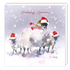 Nadolig Llawen Mother & Lambs Christmas Cards - 5 Pack