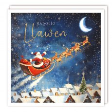 Nadolig Llawen Over the Rooftops Christmas Cards - 5 Pack