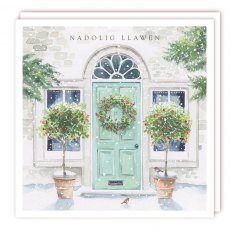 Nadolig Llawen Dressed Door Christmas Cards - 5 Pack