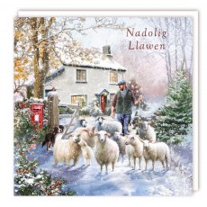 Nadolig Llawen Herding the Sheep Christmas Cards - 5 Pack