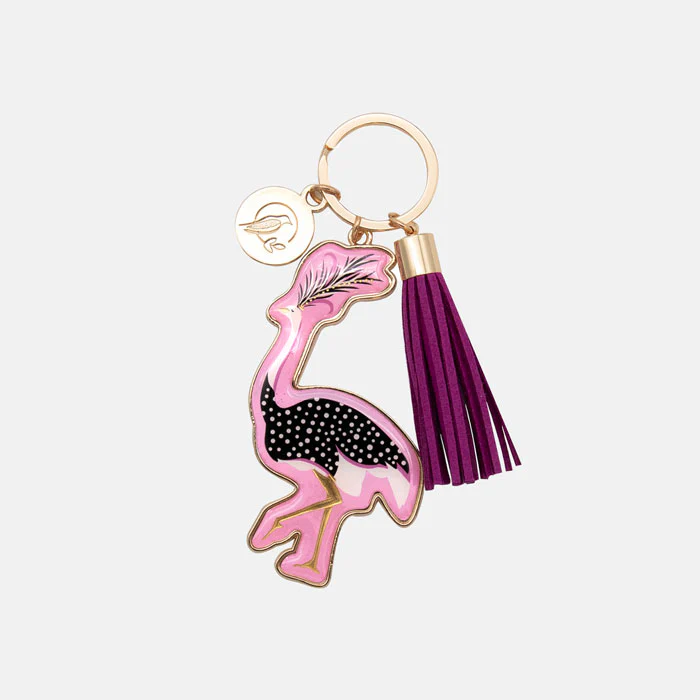 Sara Miller Savannah Pink Ostrich Keyring