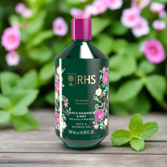RHS The Rewild Collection Wild Rhubarb & Mint Shower Gel 500ml
