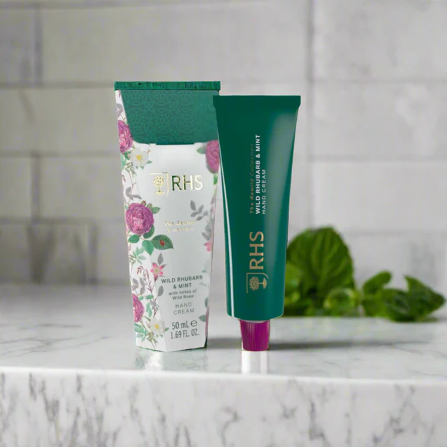 RHS The Rewild Collection Wild Rhubarb & Mint Hand Cream Boxed 50ml