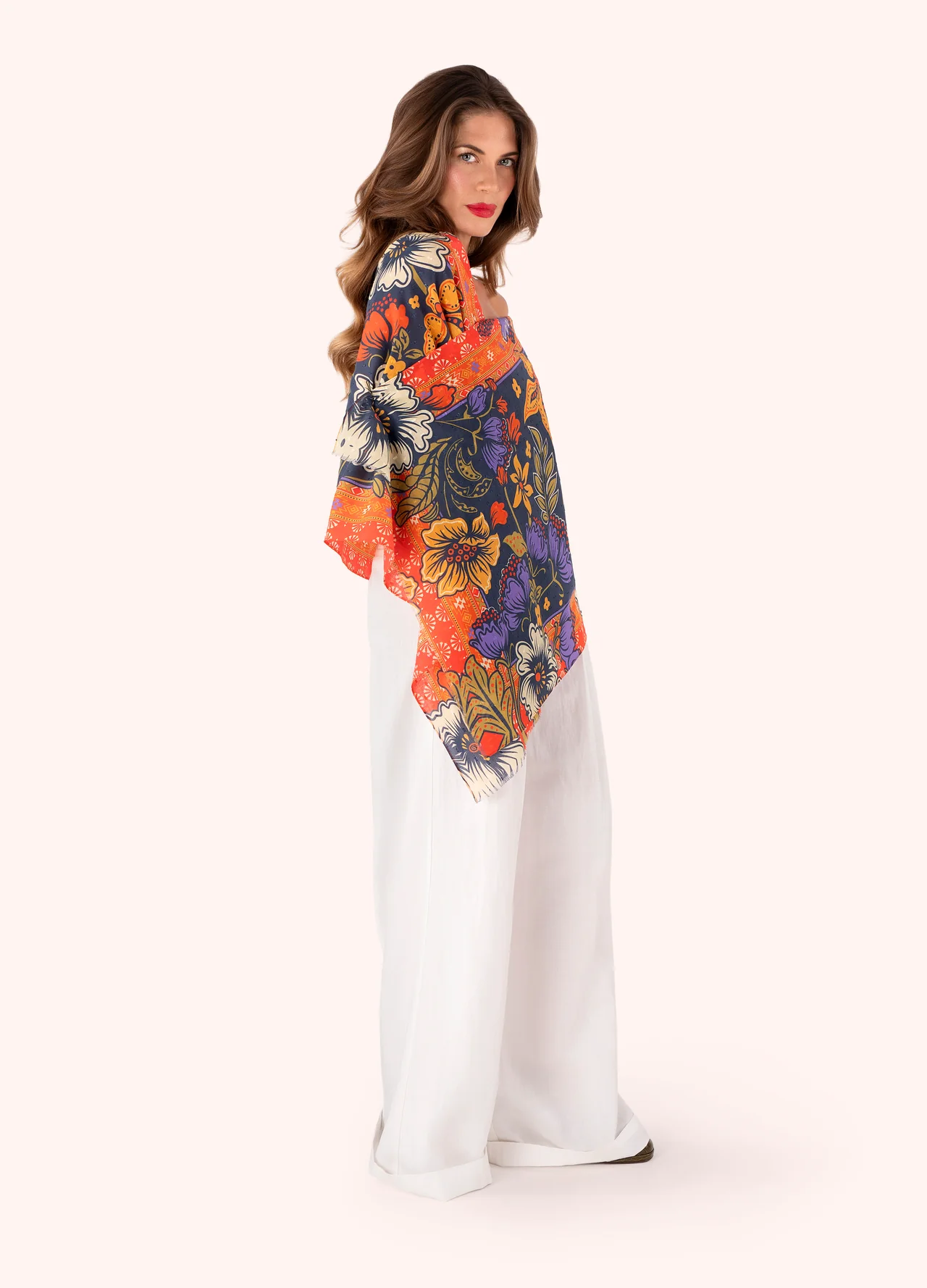 Powder Cotton Scarf - Trailing Floral Navy