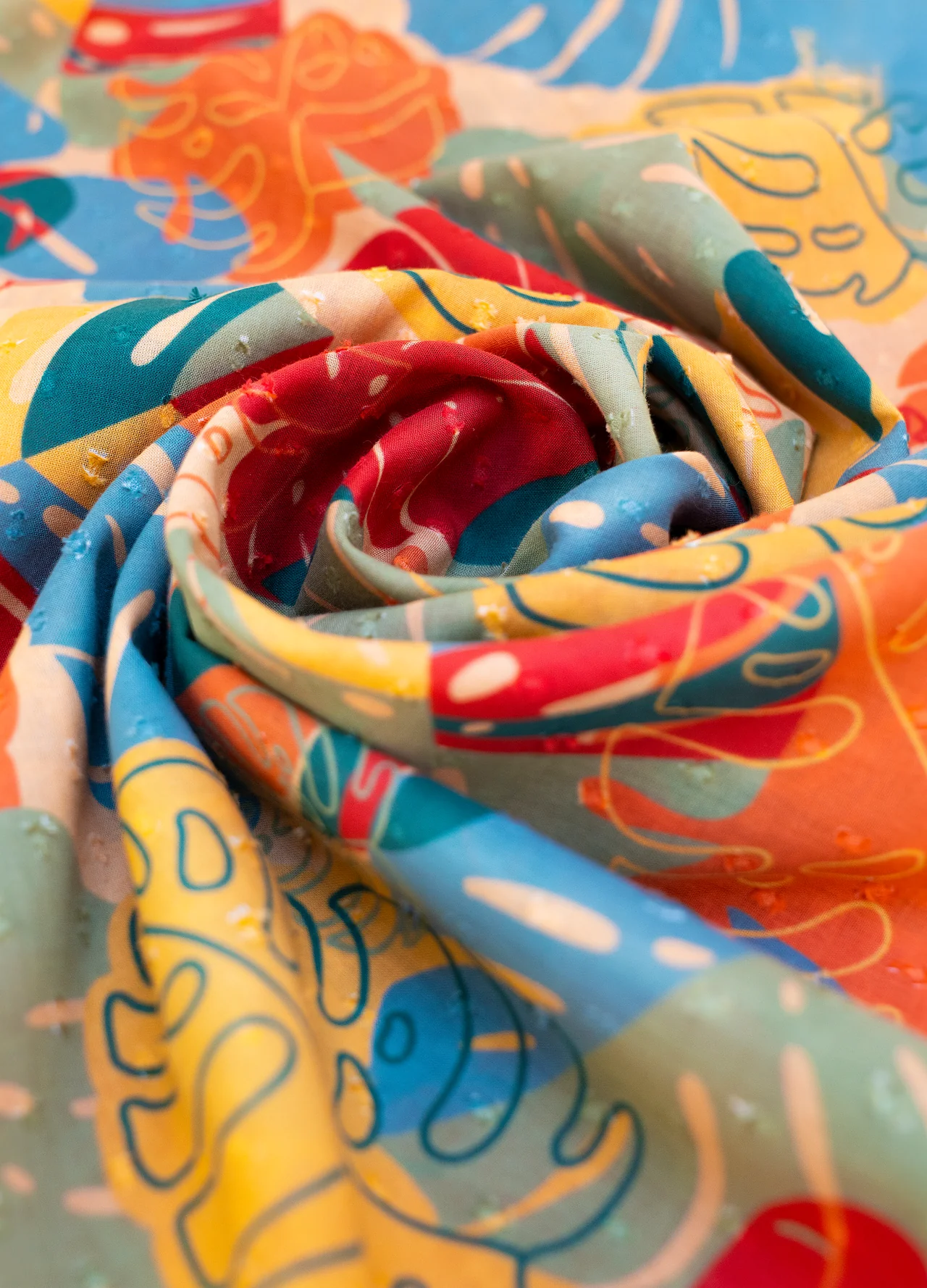 Powder Cotton Infinity Scarf - Exotic Leaves