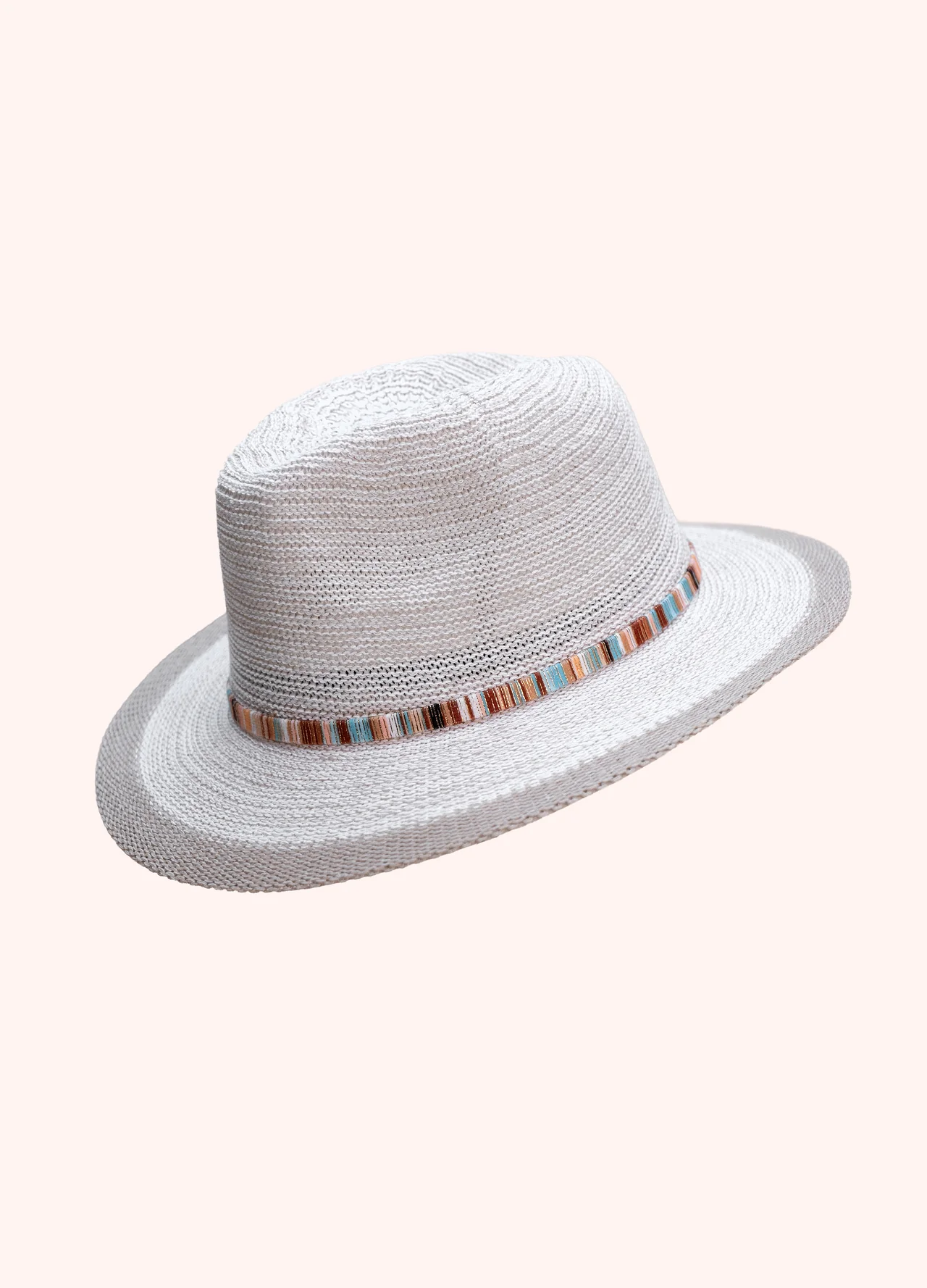 Powder Natalie Hat - Snowdrop with Multi Stripe Band