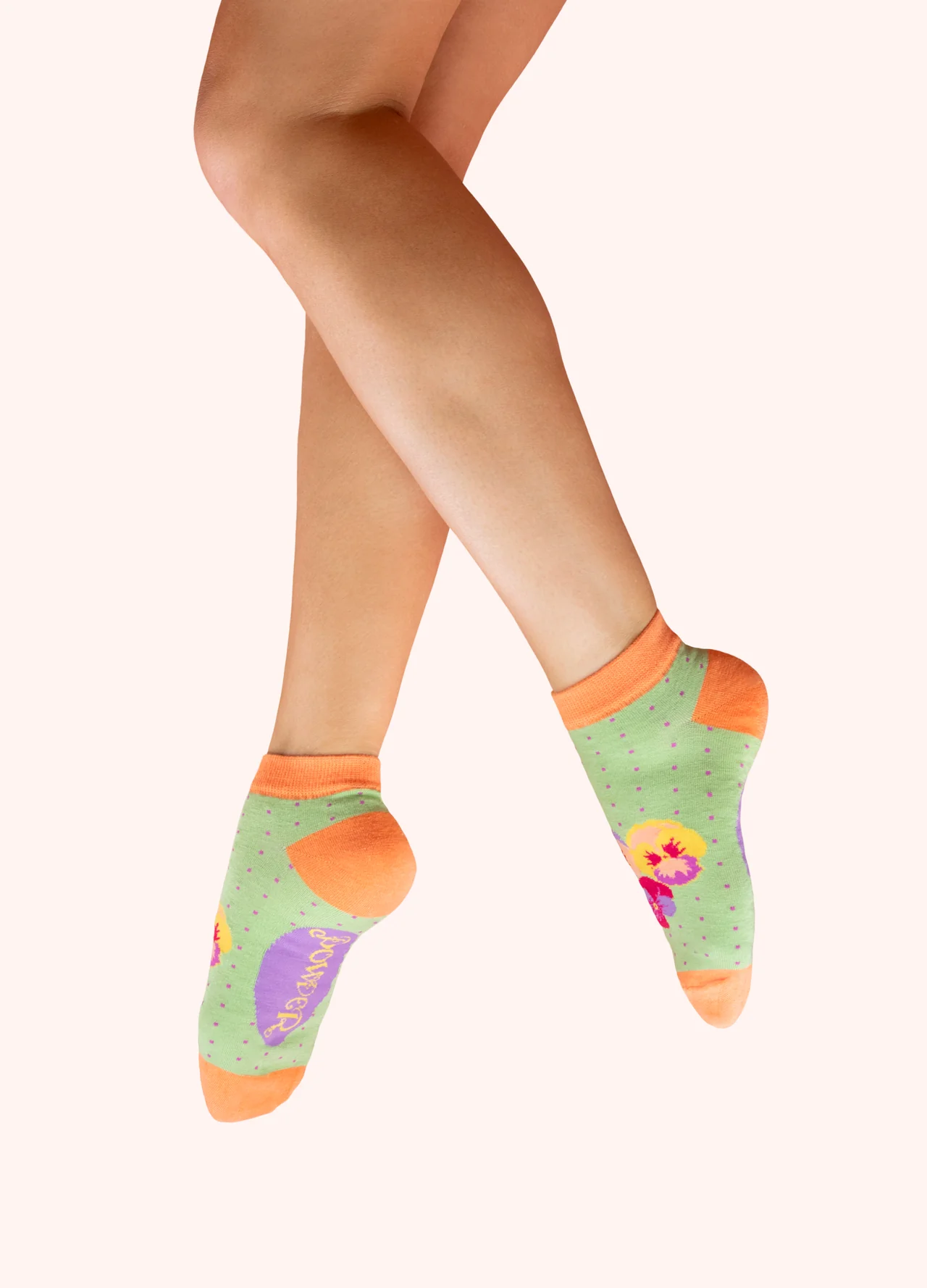Powder Trainer Socks - Spring Pansies Powder Trainer Socks - Spring Pansies