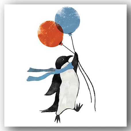Kyoko Nemoto Penguin with Balloons Greetings Card
