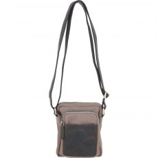 Fenland Canvas & Leather Crossbody Bag - Mud/Grey FEN751 Fenland Canvas & Leather Crossbody Bag - Mud/Grey FEN751