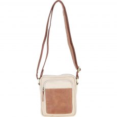 Fenland Canvas & Leather Crossbody Bag - Tan/Cream FEN751 Fenland Canvas & Leather Crossbody Bag - Tan/Cream FEN751