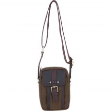 Fenland Canvas & Leather Body Bag - Brandy/Green FEN750 Fenland Canvas & Leather Body Bag - Brandy/Green FEN750