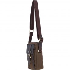 Fenland Canvas & Leather Body Bag - Brandy/Green FEN750 Fenland Canvas & Leather Body Bag - Brandy/Green FEN750