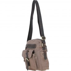 Fenland Canvas & Leather Crossbody Bag - Mud/Grey FEN752 Fenland Canvas & Leather Crossbody Bag - Mud/Grey FEN752