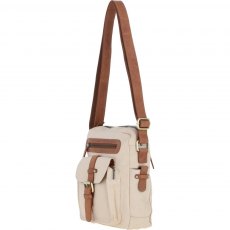 Fenland Canvas & Leather Crossbody Bag - Tan/Cream FEN752 Fenland Canvas & Leather Crossbody Bag - Tan/Cream FEN752