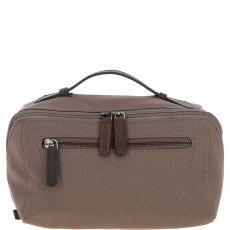 Fenland Canvas & Leather Wash Bag - Mud/Grey FEN759 Fenland Canvas & Leather Wash Bag - Mud/Grey FEN759