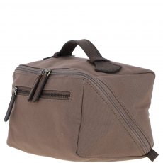 Fenland Canvas & Leather Wash Bag - Mud/Grey FEN759 Fenland Canvas & Leather Wash Bag - Mud/Grey FEN759