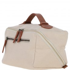 Fenland Canvas & Leather Wash Bag -Tan/Cream FEN759