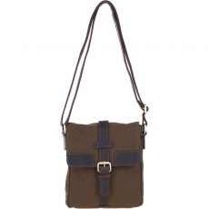 Fenland Canvas & Leather Crossbody Bag - Brandy/Green FEN753 Fenland Canvas & Leather Crossbody Bag - Brandy/Green FEN753