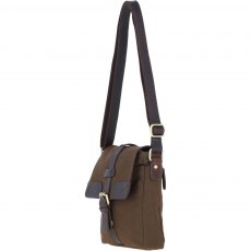 Fenland Canvas & Leather Crossbody Bag - Brandy/Green FEN753 Fenland Canvas & Leather Crossbody Bag - Brandy/Green FEN753