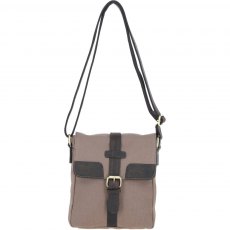 Fenland Canvas & Leather Crossbody Bag - Mud/Grey FEN753 Fenland Canvas & Leather Crossbody Bag - Mud/Grey FEN753