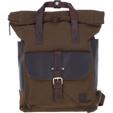 Fenland Canvas & Leather Backpack - Brandy/Green FEN755 Fenland Canvas & Leather Backpack - Brandy/Green FEN755