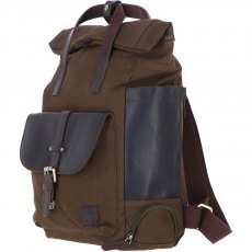 Fenland Canvas & Leather Backpack - Brandy/Green FEN755 Fenland Canvas & Leather Backpack - Brandy/Green FEN755
