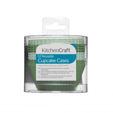 KitchenCraft 12 Reusable Silicone Cupcake Cases Light and Dark Green KitchenCraft 12 Reusable Silicone Cupcake Cases Light and Dark Green