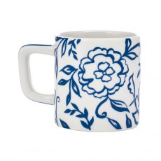 La Cafetière Ceramic Espresso Cup - White Blu Fiorato 120ml La Cafetière Ceramic Espresso Cup - White Blu Fiorato 120ml