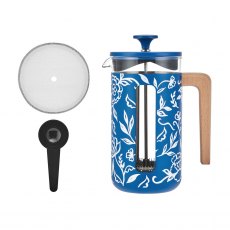 La Cafetière Pisa 8 Cup 1L Stainless Steel Cafetiere - Blu Fiorato La Cafetière Pisa 8 Cup 1L Stainless Steel Cafetiere - Blu Fiorato