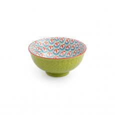 Mikasa Green and Blue Geometric Stoneware Nibble Bowl 12cm Mikasa Green and Blue Geometric Stoneware Nibble Bowl 12cm