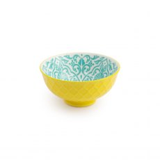 Mikasa Yellow and Blue Geometric Stoneware Nibble Bowl 12cm Mikasa Yellow and Blue Geometric Stoneware Nibble Bowl 12cm