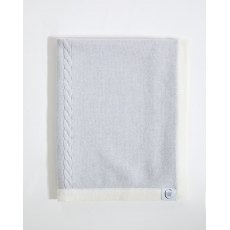100% Merino Cable Plain Baby Blanket - Grey
