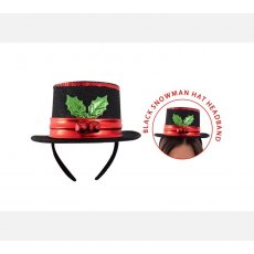 Christmas Snowman Black Hat Headband