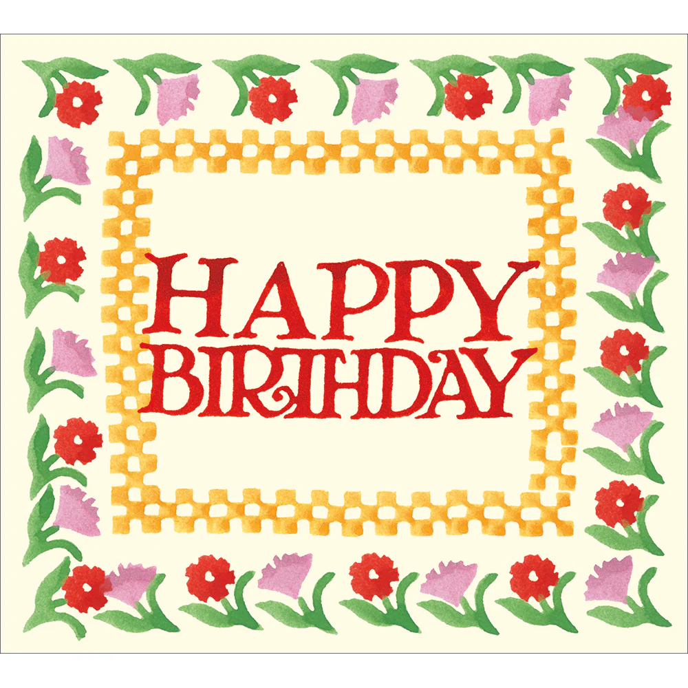 Emma Bridgewater Spongeware Happy Birthday Card Flowers