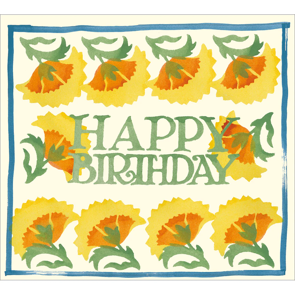 Emma Bridgewater Spongeware Happy Birthday Card Yellow Flowers Emma Bridgewater Spongeware Happy Birthday Card Yellow Flowers